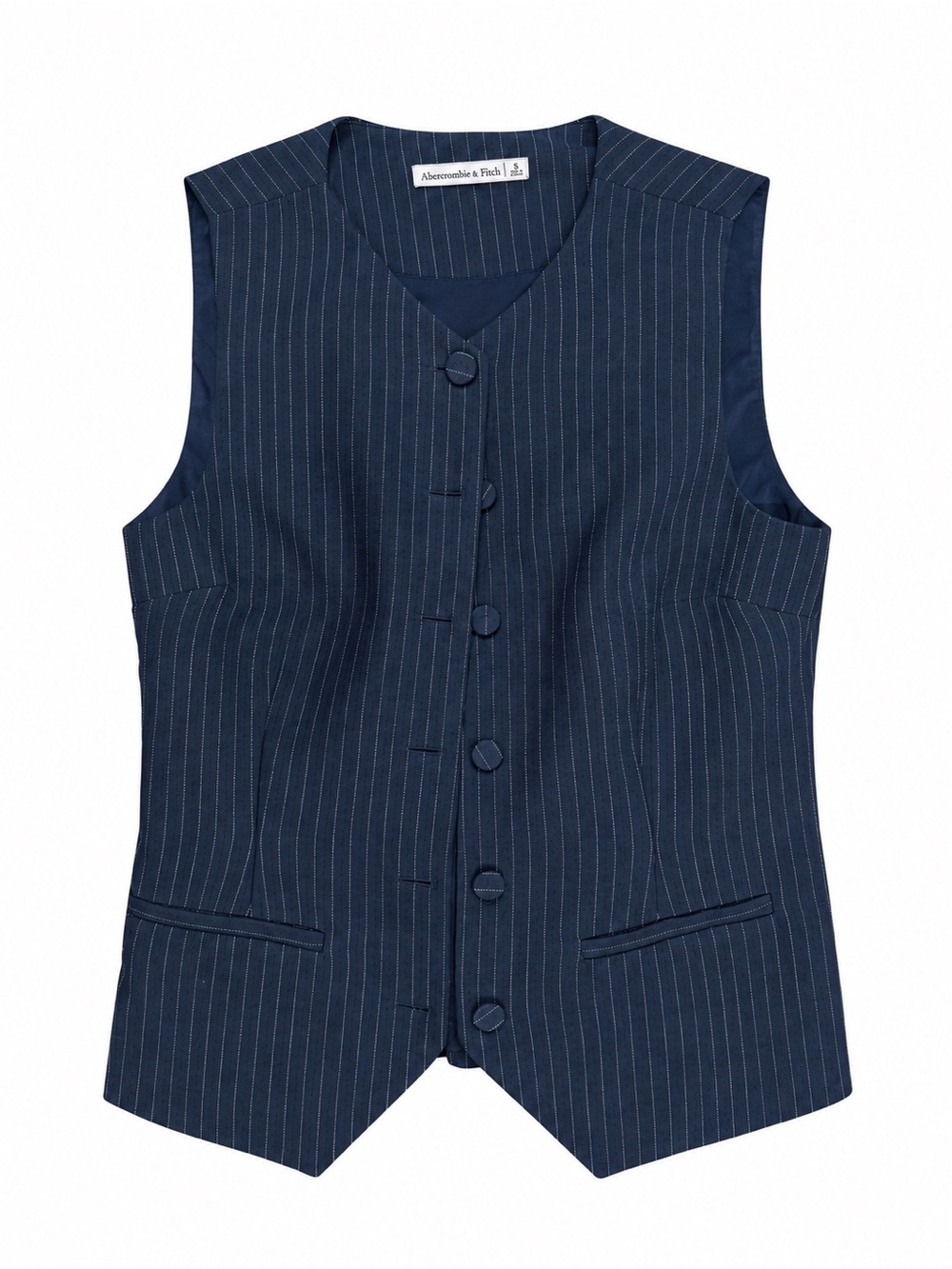 Abercrombie & Fitch Navy Pinstripe Button Vest